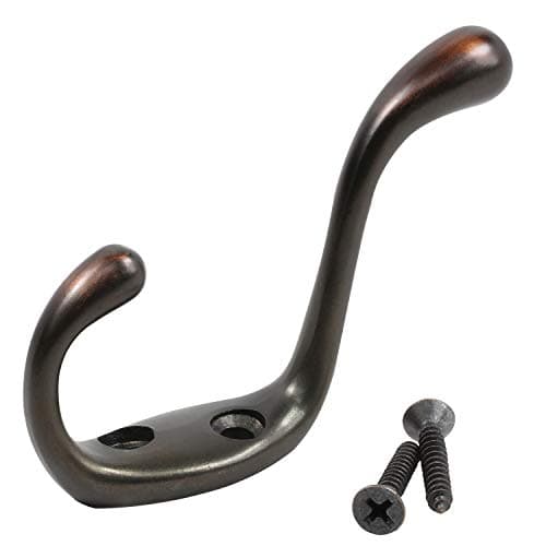 ROK Hardware 3-1/2" Black Heavy Duty Dual Coat Hook, 10 Pack — Oil Rubbed Bronze