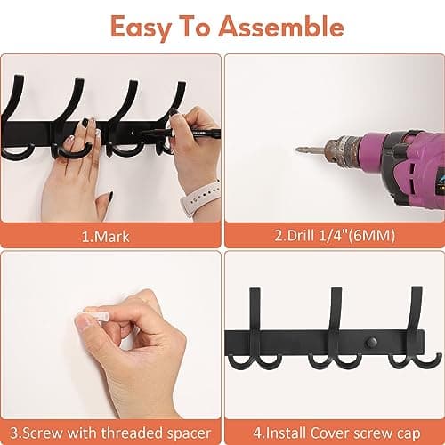 2 Pack Wall Mount Coat Rack, 15 Hook Hat & Coat Organizer