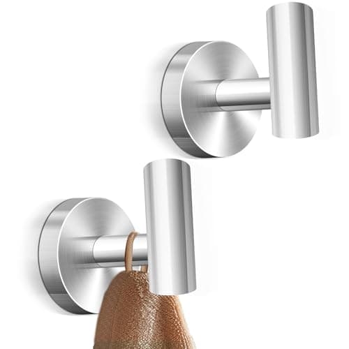 Black Matte Towel Hooks, Stainless Steel, 4 Packs Bathroom & Kitchen Wall Mount — 2pcs Brushed