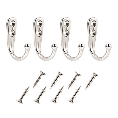 EBOOT 20 Pc Small Coat Hooks for Robes, Towels, Bags & Hats with 50 Screws