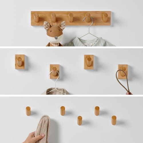 LARHN 2-Pack Wall Mounted Coat Rack with 5 Hooks - Modern Scandinavian Home Decor