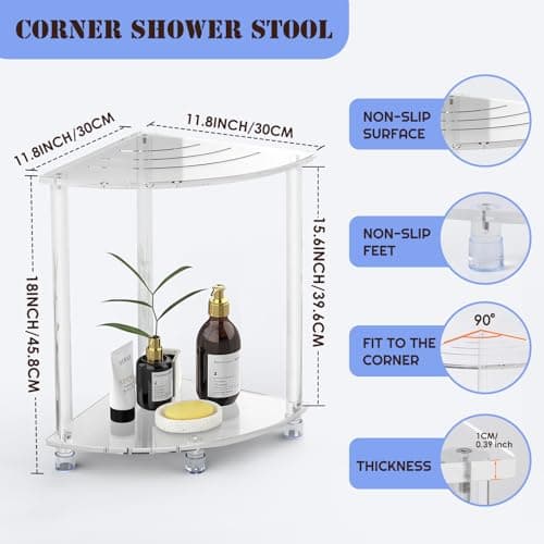 Modern Waterproof Corner Shower Stool with Towel Storage