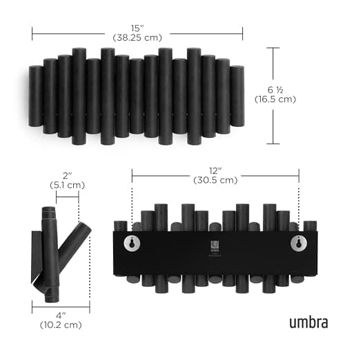 Umbra Black Wall-Mounted Coat Rack with 5 Pegs