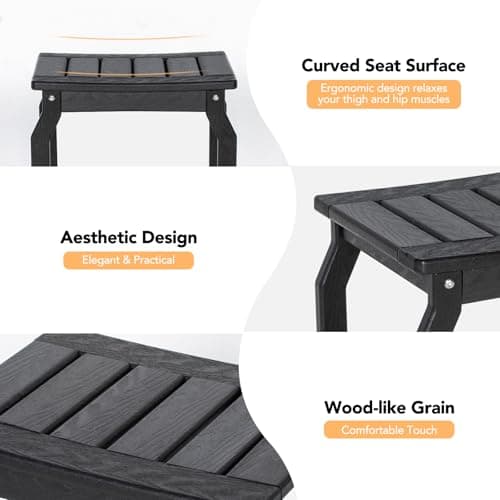 Ergonomic Black HDPE Shower Bench with Storage, Non-Slip Pads for Seniors & Adults