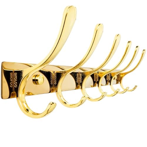SKOLOO Heavy Duty Stainless Steel Coat Rack - 6 Hooks, Black — Bright Gold
