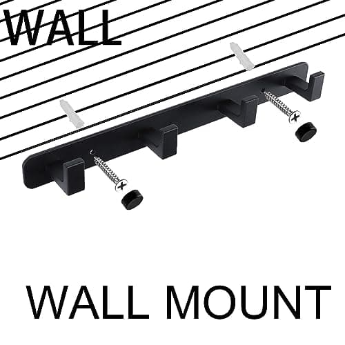 Heavy Duty Stainless Steel Coat Rack, 4-Tri Hook Hanger, Black, Wall Mount Storage