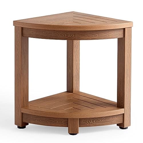 Shower Stool for Inside Shower with Adjustable Feet, Non-Slip, White — Brown