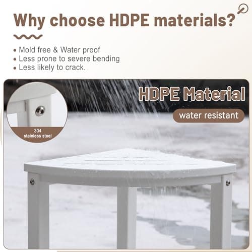Corner Shower Stool with Storage Shelf - Waterproof HDPE Shower Seat for Indoor/Outdoor Use, White