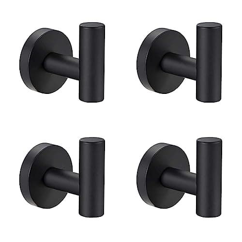 Modket 4 Pack Matte Black 304 Stainless Steel Bathroom Towel Hooks Holder