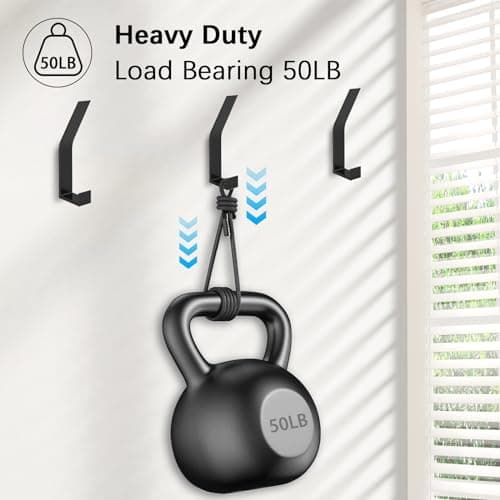 Heavy Duty 6 Pack Wall Mount Coat Hooks - Black, Decorative Metal for Mudroom Bathrobe Hanging