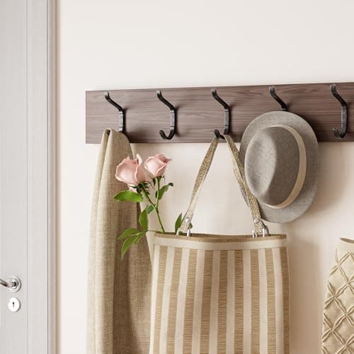 Black Metal 30 LB Wall Mount Hanger for Coats, Towels, Backpacks, and More