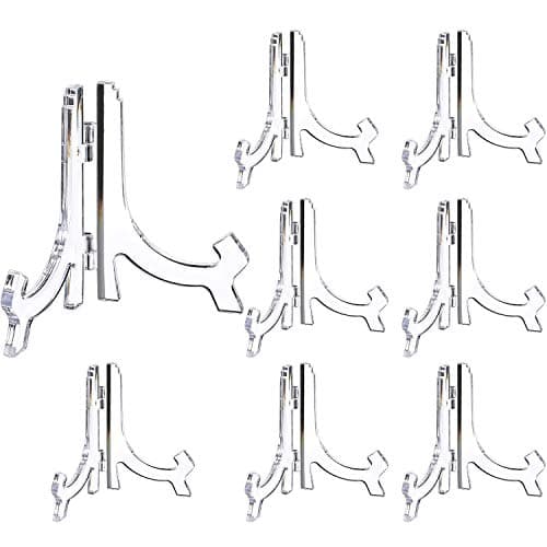 Hestya 8pcs Clear Acrylic Easels for Displaying Pictures (4.5 Inch)