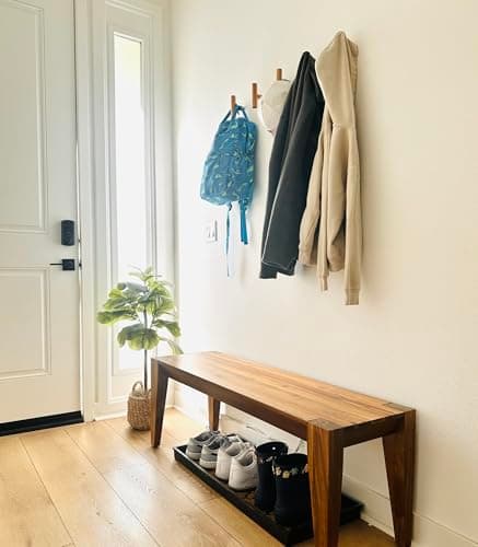 Sturdy Natural Oak Wooden Coat Hooks, Holds Up to 7lbs - Pack of 5