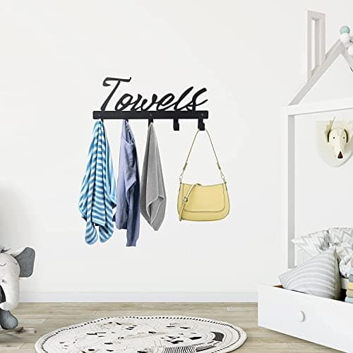 Black Wall Mount Towel Rack for Pool and Bathroom Waterproof Rustproof