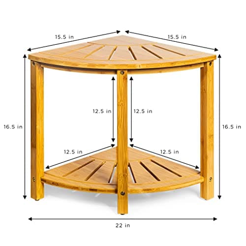 Sorbus Waterproof Bamboo Shower Stool with Shelf for Inside Bath