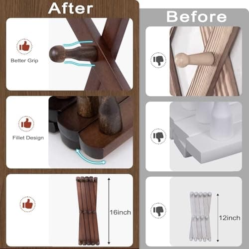 Qiannhee Brown Solid Wood Hat Rack with 14 Hooks for Wall