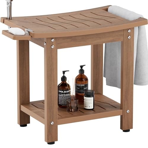 YEFU Waterproof Shower Bench for Adults and Seniors — Teak