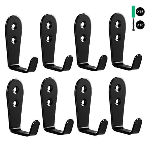 8 Pack Black Heavy Duty Wall Hooks for Coat Hats Robes (8 Pcs)