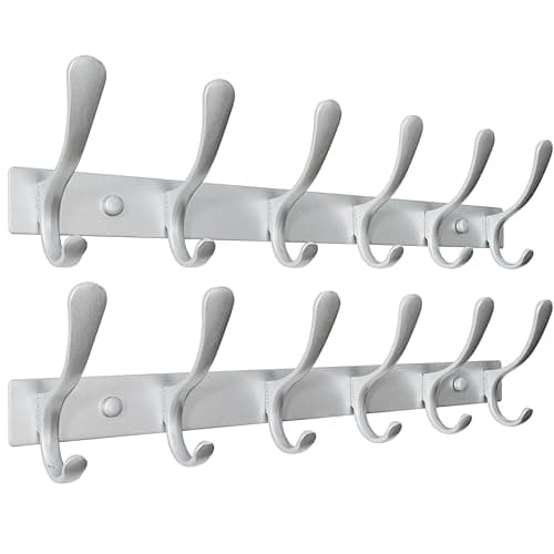 SKOLOO Heavy Duty Stainless Steel Coat Rack - 6 Hooks, Black — Matte Silver