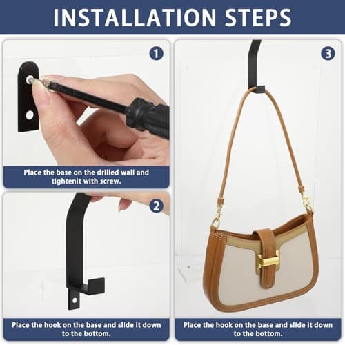 4 Pack Wall Mount Coat Hooks, Heavy Duty Metal Rack with Screws (Black)