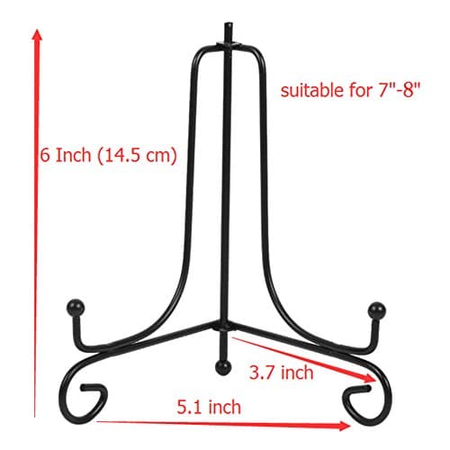 (4 Pack) Iron Display Stand for Picture Frames, Cookbooks, Decorative Plates, Tablets, and Art