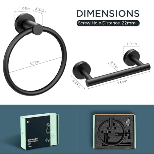 Matte Black Bathroom Hardware Set for RV or Bathroom