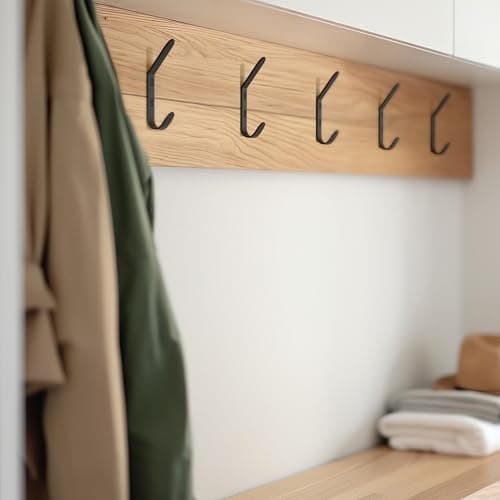 Stylish Black Metal Coat Hooks for Wall - Set of 5 | Modern Decor for Jackets, Towels & Hats