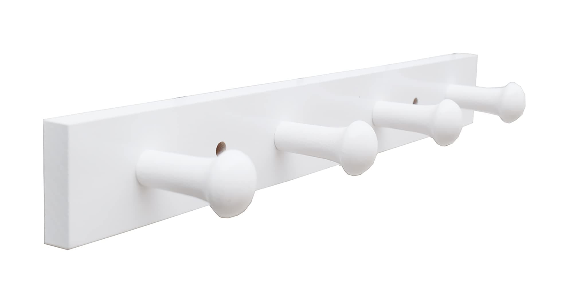 Wall-Mounted Hook Coat and Hat Rack - 4 Hooks, White | Entrance Decor
