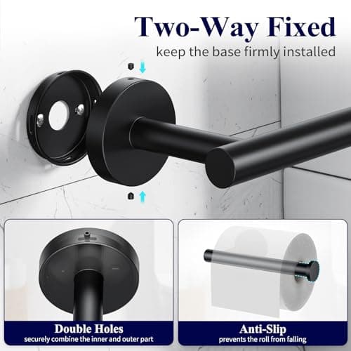 Wall Mount Toilet Paper Holder for Mega Roll - Matte Black Stainless Steel