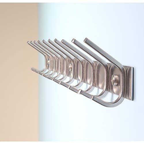 10-Coat Stainless Steel Wall Rack, Brushed Nickel Finish