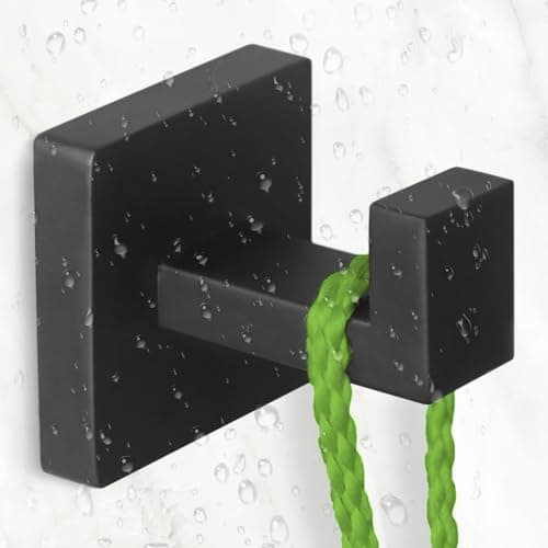 IBosins Heavy Duty Square Matte Black Bathroom Towel Hooks 6-Pack