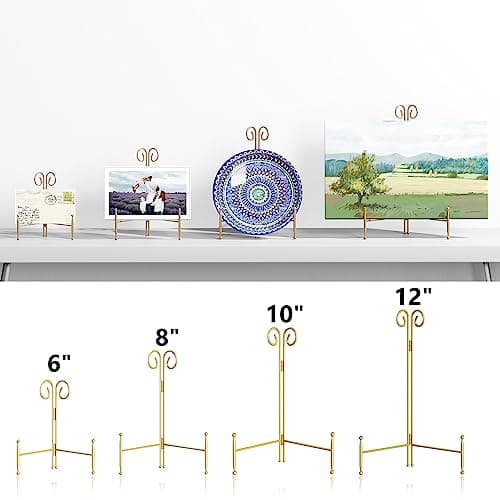 Svenjbb 6 Inch Gold Iron Easel Display Stand for Plates and Decor
