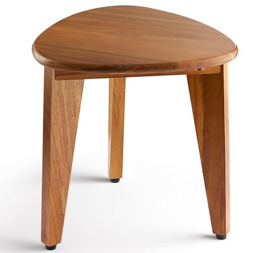 BLUEWEST Natural Acacia Wood Shower Foot Stool for Legs and small spaces