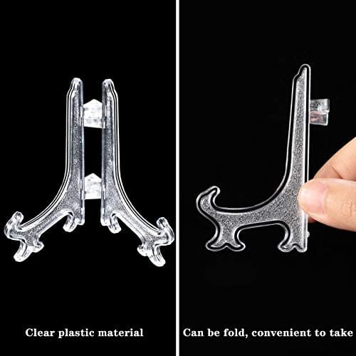 5 Inch Clear Plastic Plate Stand Mini Easel for Display Pictures and Collectibles