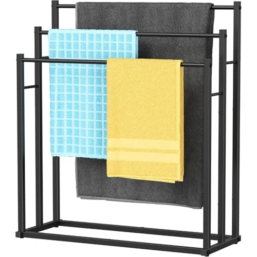 Honiter 4-Tier Wide Towel Rack, Black for Outdoor Pools — Dark Black