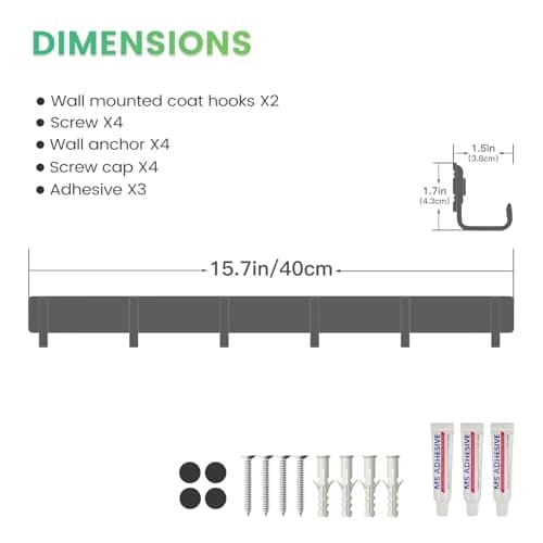 2-Pack Wall Mount Coat Rack with 6 Hooks for Entryway, Bedroom, Kitchen