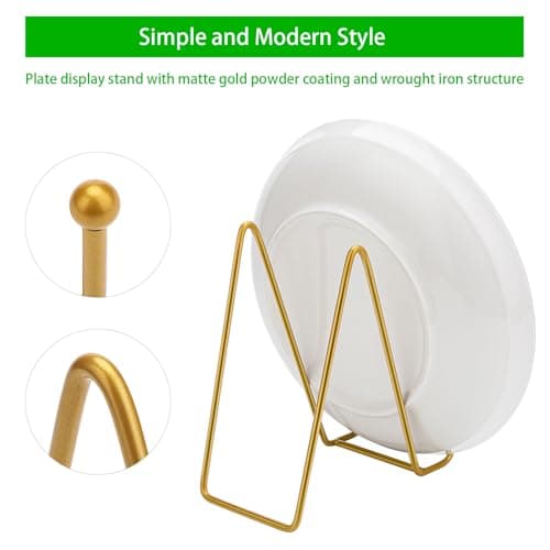 4 Pack 6 Inch Gold Plate Stands for Photo Easel and Decorative Platters