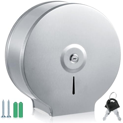 Mifoci Commercial Toilet Paper Holder, Stainless Steel, Silver, Fits 9" Rolls — Silver