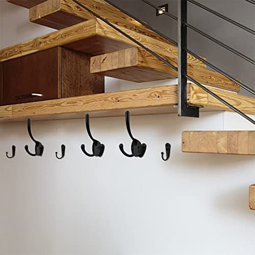 10 Pack Heavy Duty Black Wall Hooks for Mudroom, Backpacks, Robes + 30 Screws