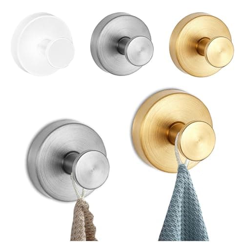 Stainless Steel Cup Towel Hooks, Wall Mount Robe Holder, Heavy Duty Waterproof (4, Black)