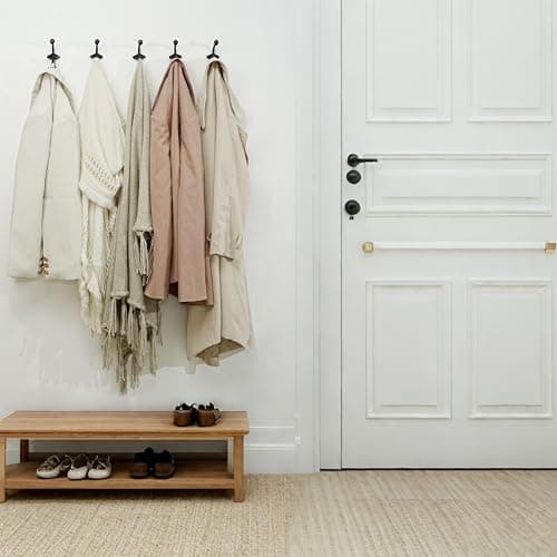 Skoolo Black Cast Iron Wall Hooks, Pack of 5 - Farmhouse Style, Dual-Direction Hanger