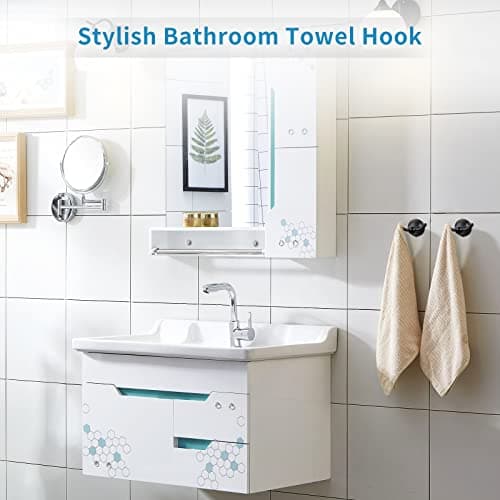 FILTA Matte Black Bathroom Towel & Robe Hooks (4 Pack)