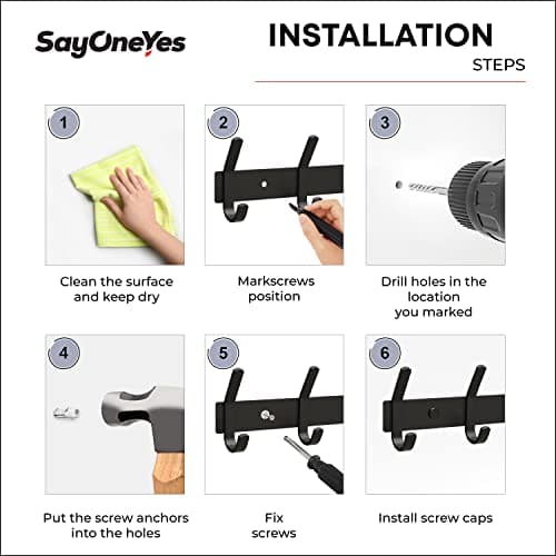 12-Inch Rustic Matte Black Coat Rack with 4 Double Hooks – SUS304 Stainless Steel – Wall Mount