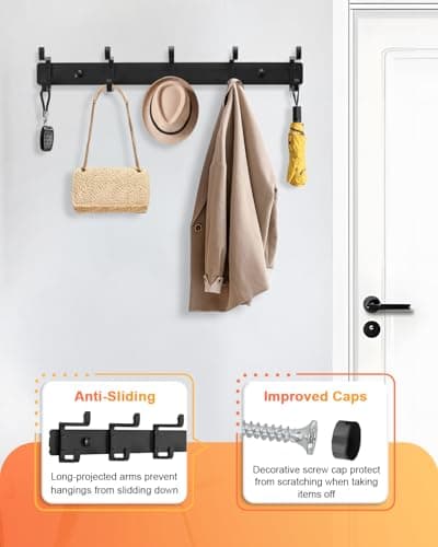 DECLUTTR 2 Pack Heavy Duty Coat Rack, Wall Mount Black
