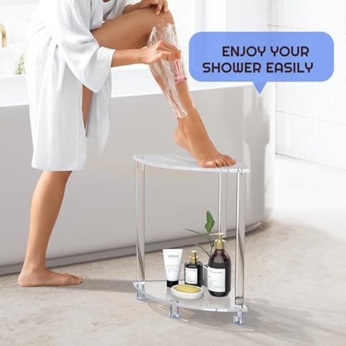 Modern Waterproof Corner Shower Stool with Towel Storage