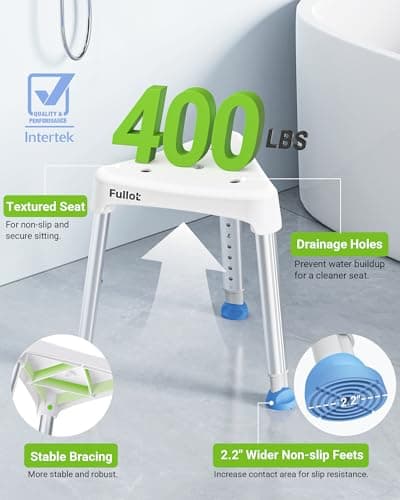 Elderly and Disabled Adjustable Shower Stool, 400 lbs Capacity, Non-Slip Bathtub Chair
