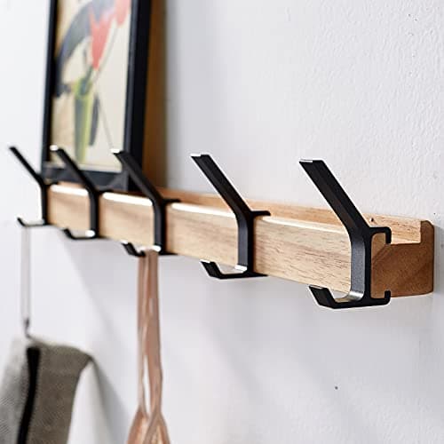 Black 1PC Coat Hook Rail 15 Inch Metal Wall Mount Coat Rack