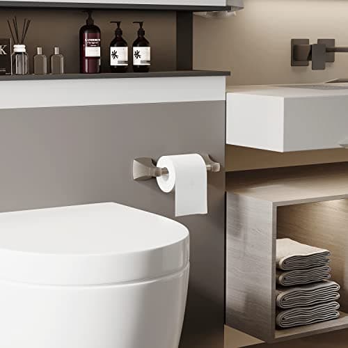 Brushed Nickel Double Post Pivot TP Holder for Bathroom, Stainless Steel & Zinc Alloy