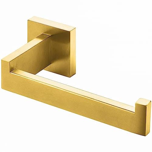 Matte Black Wall Mount Toilet Paper Holder for Bathroom — Drilling-brushed Brass
