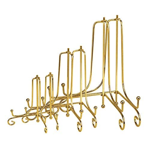 LIONWEI 6 Pack Gold Iron Easel Display Stand for Pictures and Arts
